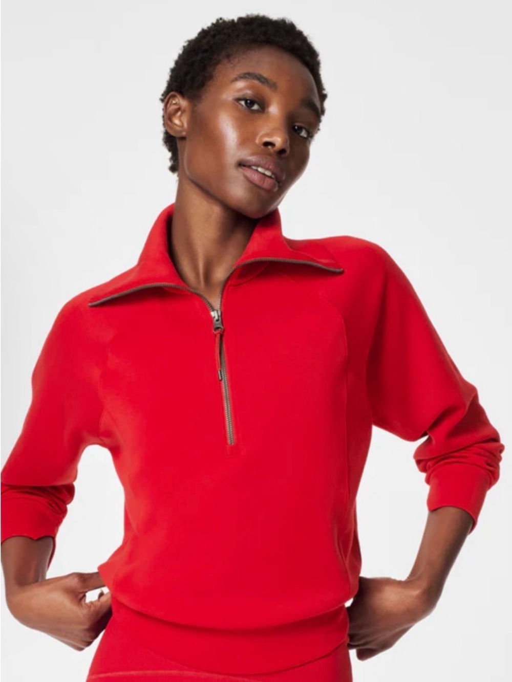 SPANX Red Half-Zip Sweatshirt